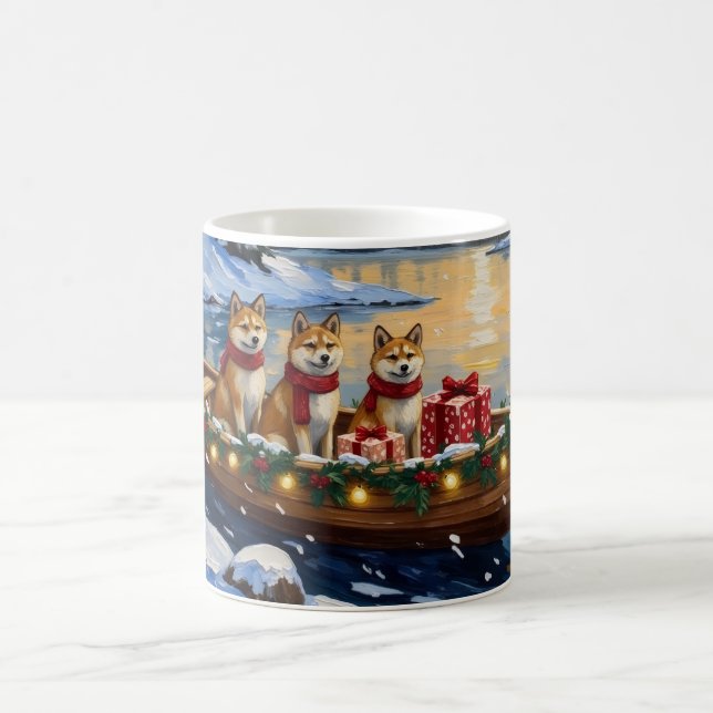 Taza De Café Akita Christmas Boat Holiday (Centro)