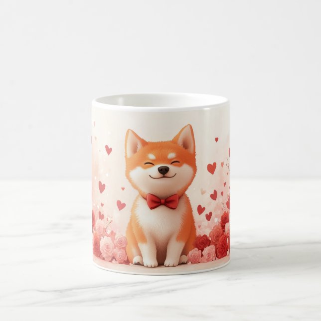 Taza De Café Akita con Rosas - El día de San Valentín (Centro)