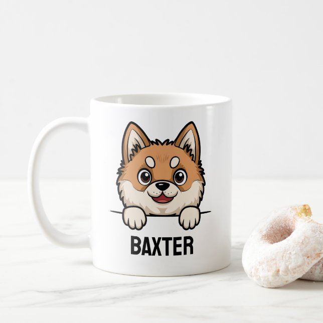 Taza De Café Akita Inu Personalizado Dog Name Cute Pet Lover Re (Con donut)