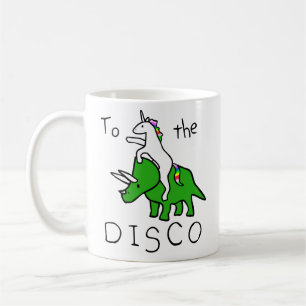 Taza De Café Al disco (Triceratops del montar a caballo del