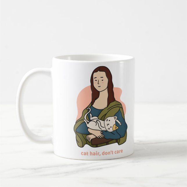 Taza De Café Al gato no le importa la linda Mona Lisa (Izquierda)