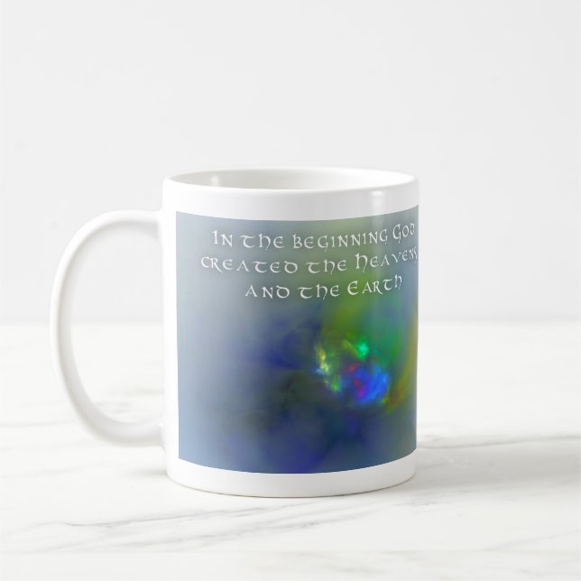 Taza De Café Al principio Dios creó los cielos fractales (Izquierda)