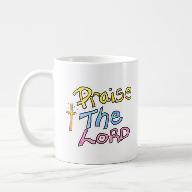 Taza De Café «Alaba al SEÑOR» con Cross Christian  (Izquierda)