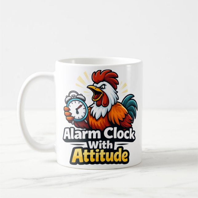 Taza De Café Alarm clock with attitude, roaster quote. (Izquierda)