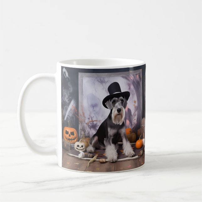 Taza De Café Alarma de Halloween en las calabazas de Schnauzer  (Izquierda)