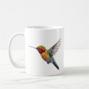 Taza De Café Alas arcoiris: Vibrante arte de Hummingbird