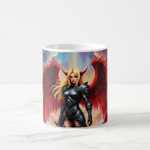 Taza De Café Alas Carmesí - Guerrera Ángel Caído. 