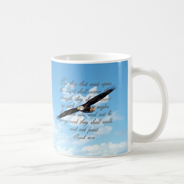 Taza De Café Alas como Eagles, biblia del cristiano del 40:31 (Derecha)