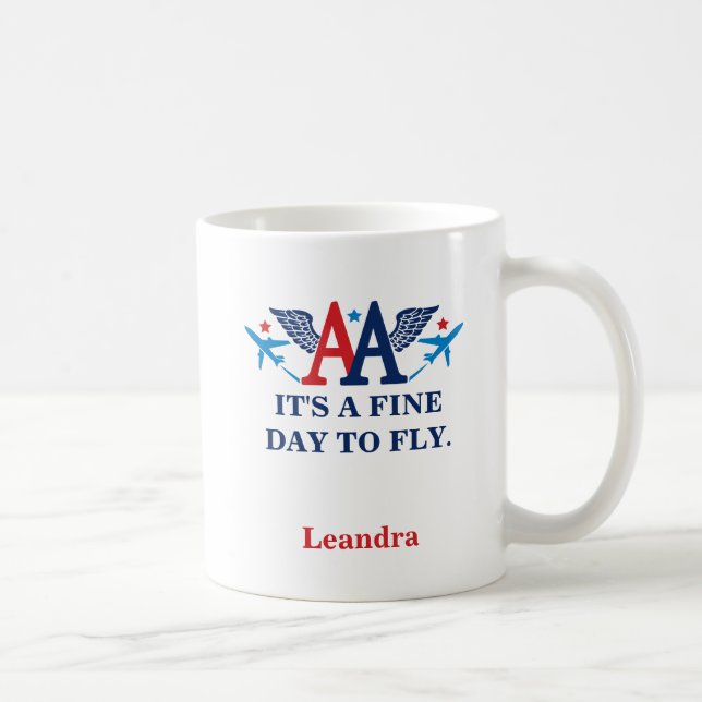Taza De Café Alas con aviones Logotipo Café Mug (Derecha)