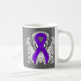 Taza De Café Alas Grunge Violet Ribbon, linfoma de Hodgkin