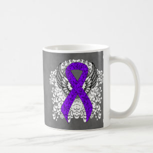 Taza De Café Alas Grunge Violet Ribbon, linfoma de Hodgkin