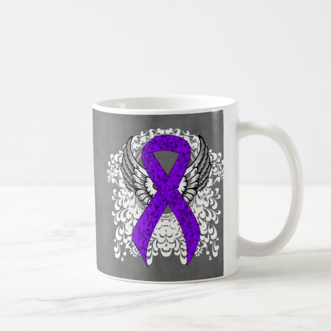 Taza De Café Alas Grunge Violet Ribbon, linfoma de Hodgkin (Derecha)