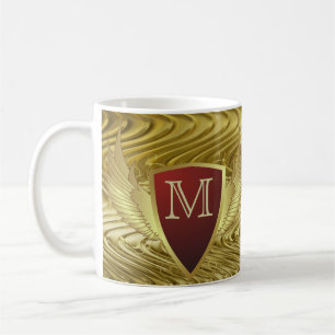 Taza De Café ALAS ORO RETRO botón II + tu monograma