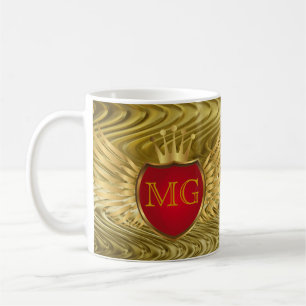 Taza De Café ALAS ORO RETRO de botón + tu monograma