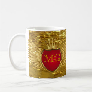 Taza De Café ALAS ORO RETRO de botón + tu monograma