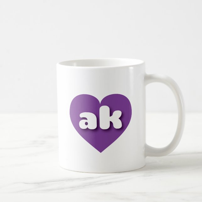 Taza De Café Alaska corazón púrpura - Amo ak (Derecha)