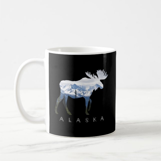 Taza De Café Alaska Day Moose Snowy Mountain Alaskan Turista O (Izquierda)