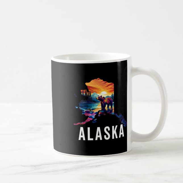 Taza De Café Alaskan Bear Animal Alaska Map Souvenirs Vacation  (Derecha)