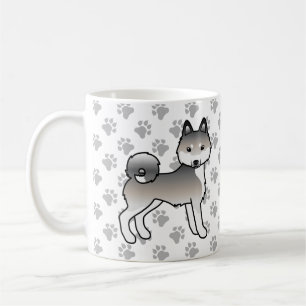 Taza De Café Alaskan Klee Kai gris y blanco Perro y patas linda