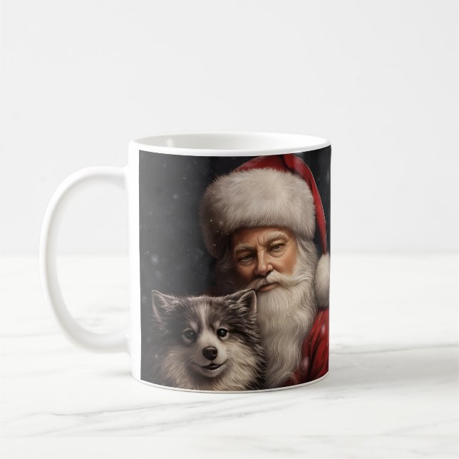Taza De Café Alaskan Malamute con Navidades de Santa Claus (Izquierda)