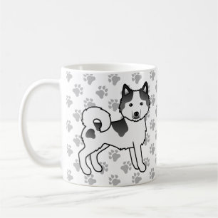 Taza De Café Alaskan Malamute Piebald Negro Perro y Patas Linda
