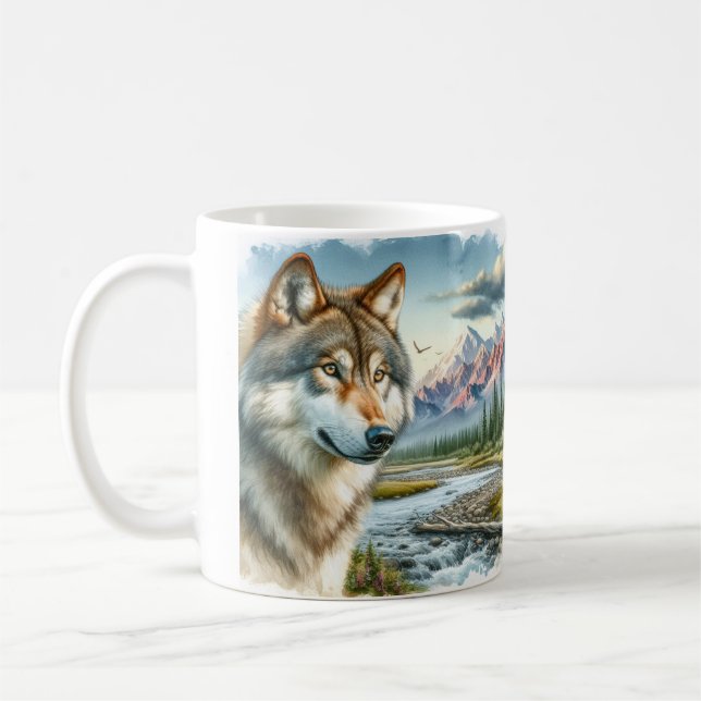 Taza De Café Alaskan Timber Wolf (Izquierda)