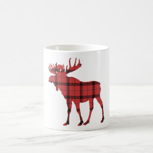 Taza De Café Alce de vacaciones de Navidad patrón de cuadros es