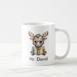 Taza De Café Alce lindo leyendo un libro personalizado