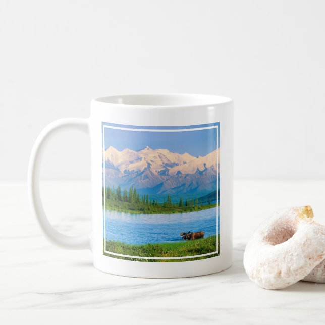 Taza De Café Alce macho en Wonder Lake (Con donut)