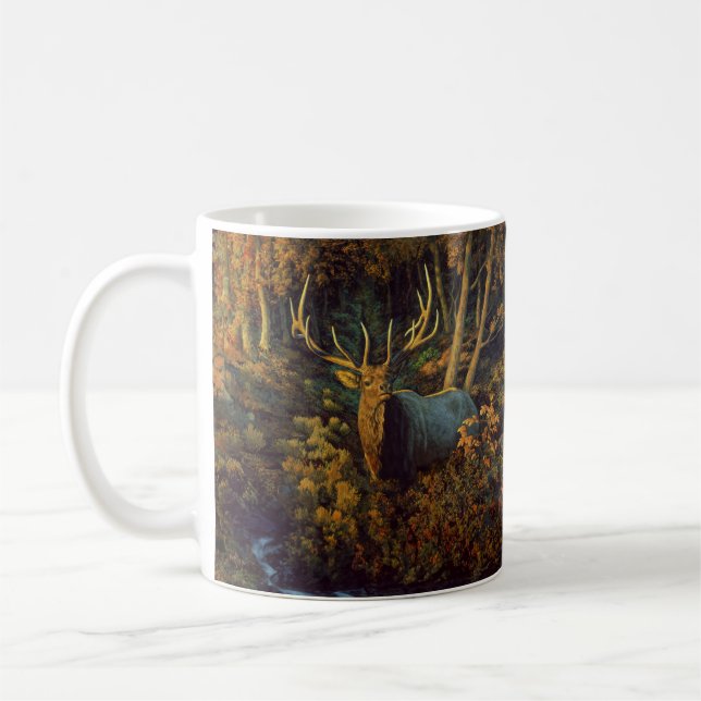 Taza De Café Alce toro en bosque otoñal (Izquierda)