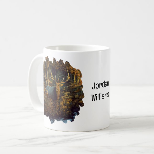 Taza De Café Alce toro en bosque otoñal (Anverso izquierdo)