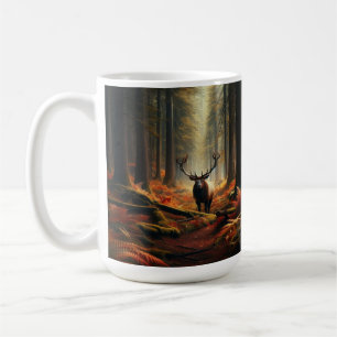 Taza De Café Alce Toro Vibrante Bosque Otoñal Fauna