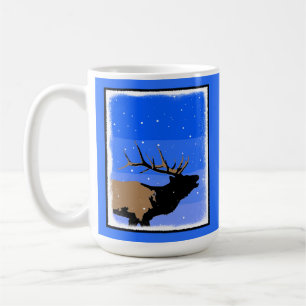 Taza De Café Alce torpe en invierno - Arte de vida salvaje orig