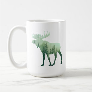 Taza De Café Alces Ciervos Y Bosque Naturaleza