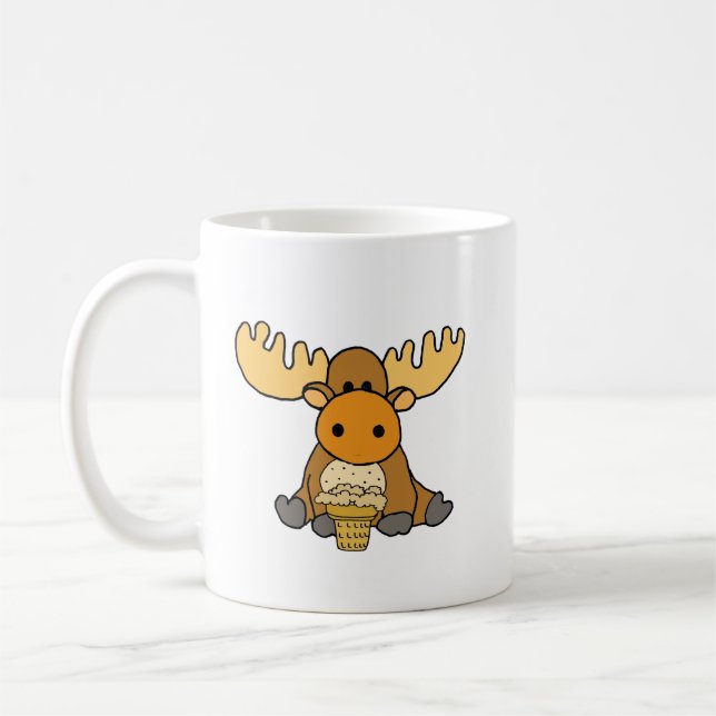Taza De Café Alces divertidos del bebé que comen el helado (Izquierda)