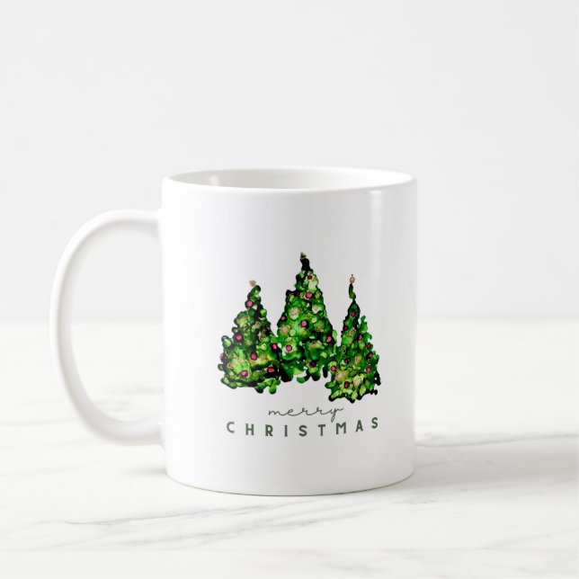 Taza De Café Alcohol Ink Design Christmas Tree Ceramic Mug (Izquierda)