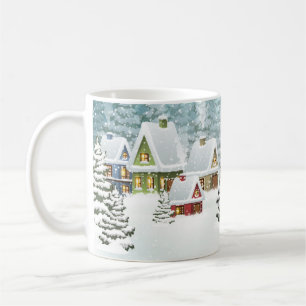 Taza De Café Aldea de invierno: paisaje nevado