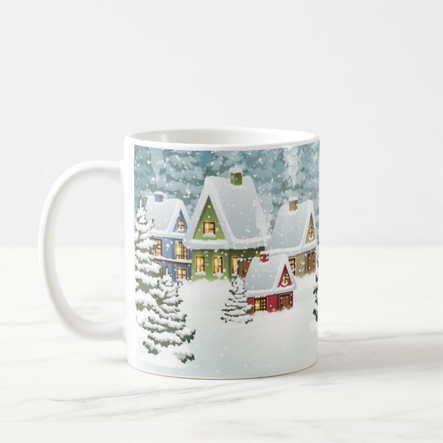 Taza De Café Aldea de invierno: paisaje nevado (Izquierda)