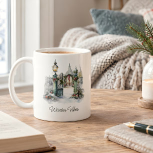 Taza De Café Aldea de Navidades de invierno de la Nieve Roja Ve