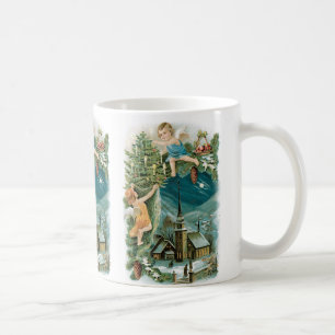 Taza De Café Aldea navidad con ángeles