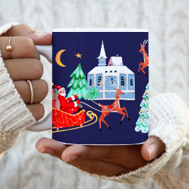 Taza De Café Aldea nórdica de Santa Navidades Cute Vintage