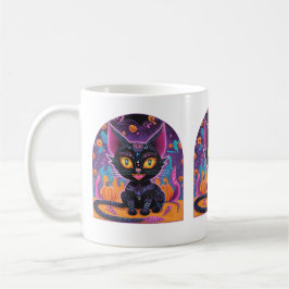Taza De Café Alebrije, gato negro de Halloween