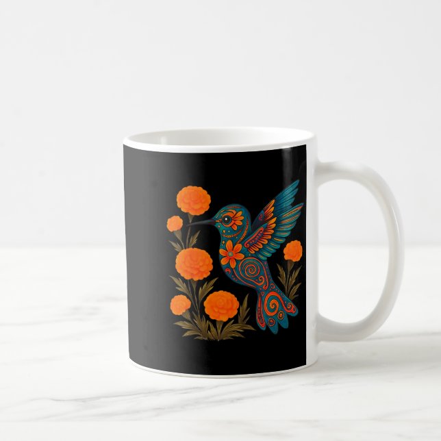 Taza De Café Alebrije Hummingbird Flower Mexican Folk Art Bird  (Derecha)