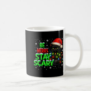 Taza De Café Alégrate Quédate Espantoso Gato Negro Divertido Ha
