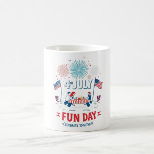 Taza De Café Alegre 4 de julio - Picnic Personalizado y fuegos