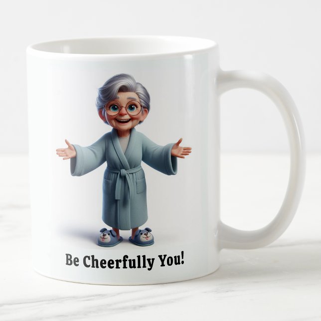 Taza De Café Alegre anciano con traje acogedor (Subido por el creador)