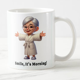 Taza De Café Alegre anciano en un acogedor robo