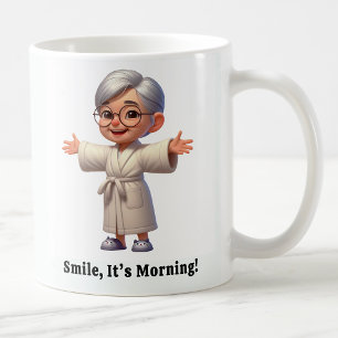 Taza De Café Alegre anciano en un acogedor robo