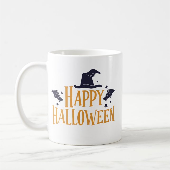 Taza De Café Alegre Calabaza Minimalista de Halloween (Izquierda)