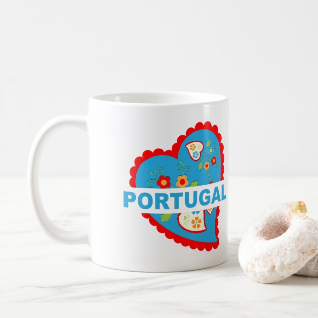 Taza De Café Alegre corazón portugués (Con donut)
